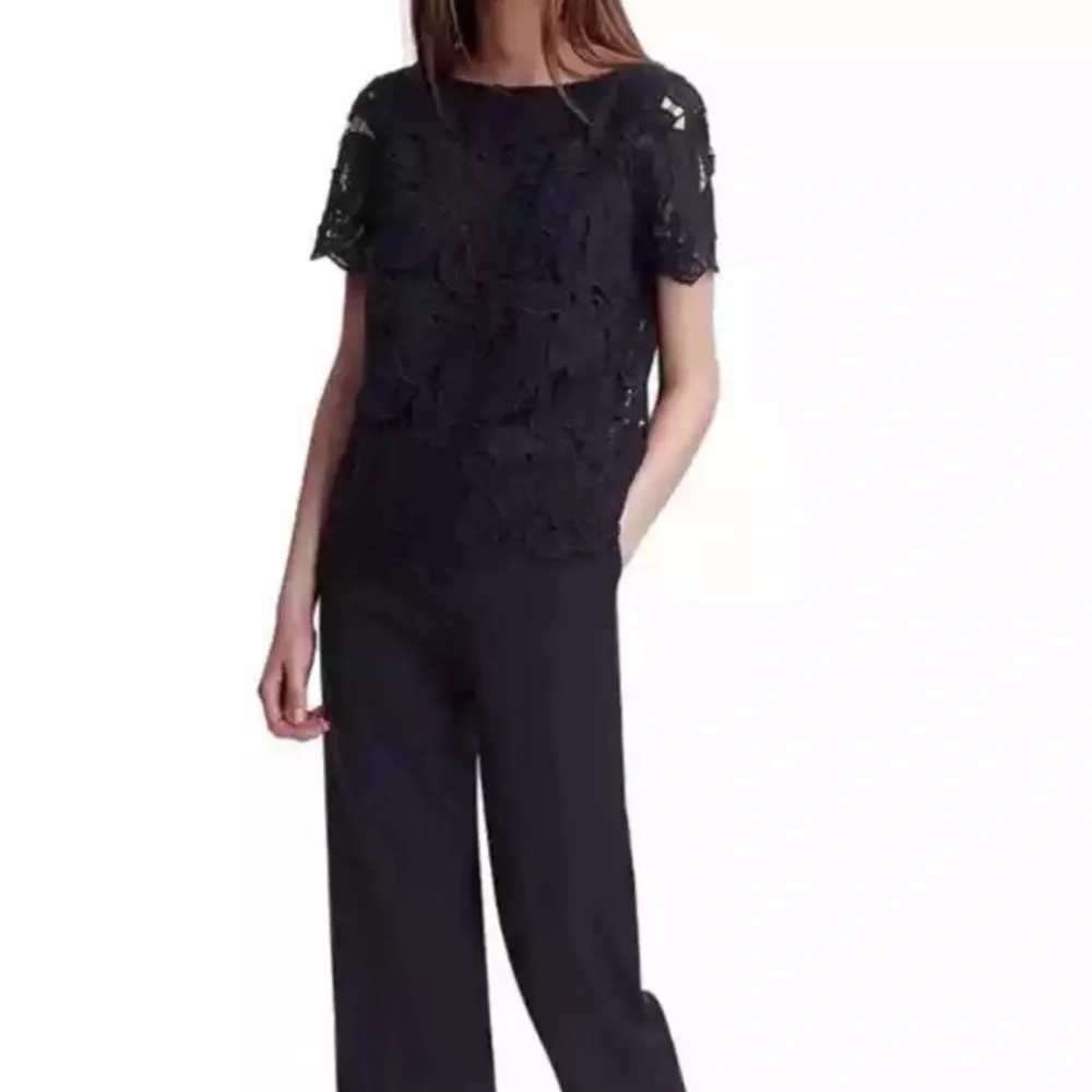 $500 TORY BURCH AVALON NAVY LACE OVERLAY WOOL BLEND PARTY ROMPER SIZE 0